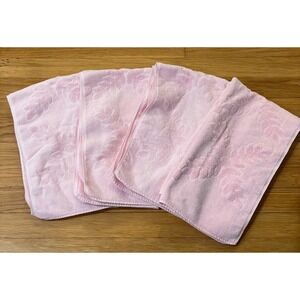 Vintage Cannon Pink Fig Leaf 4 Hand Towel Set Sculpted Textured Cotton USA